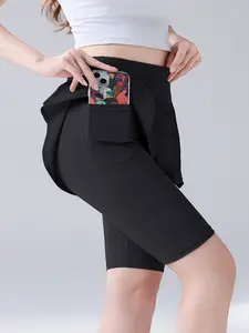 Women's Summer Gym Shorts, Fitness Running Seven-Inch Pants, Two-Piece Compression Running Sportswear, Anti-Slip Casual Bottoms