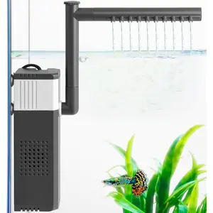 10W 130GPH  Aquarium Filter for 10-35Gal Fish , Adjustable Filter with Biochemical Sponge, Submersible Fish/Turtle Water Filters, Filtration/Oxygenation/Water Cycle 3in1 Filter