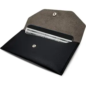 Cash Wallets for Women - Reusable Leather Cash Envelope Wallet for Budgeting, Billing（Black）