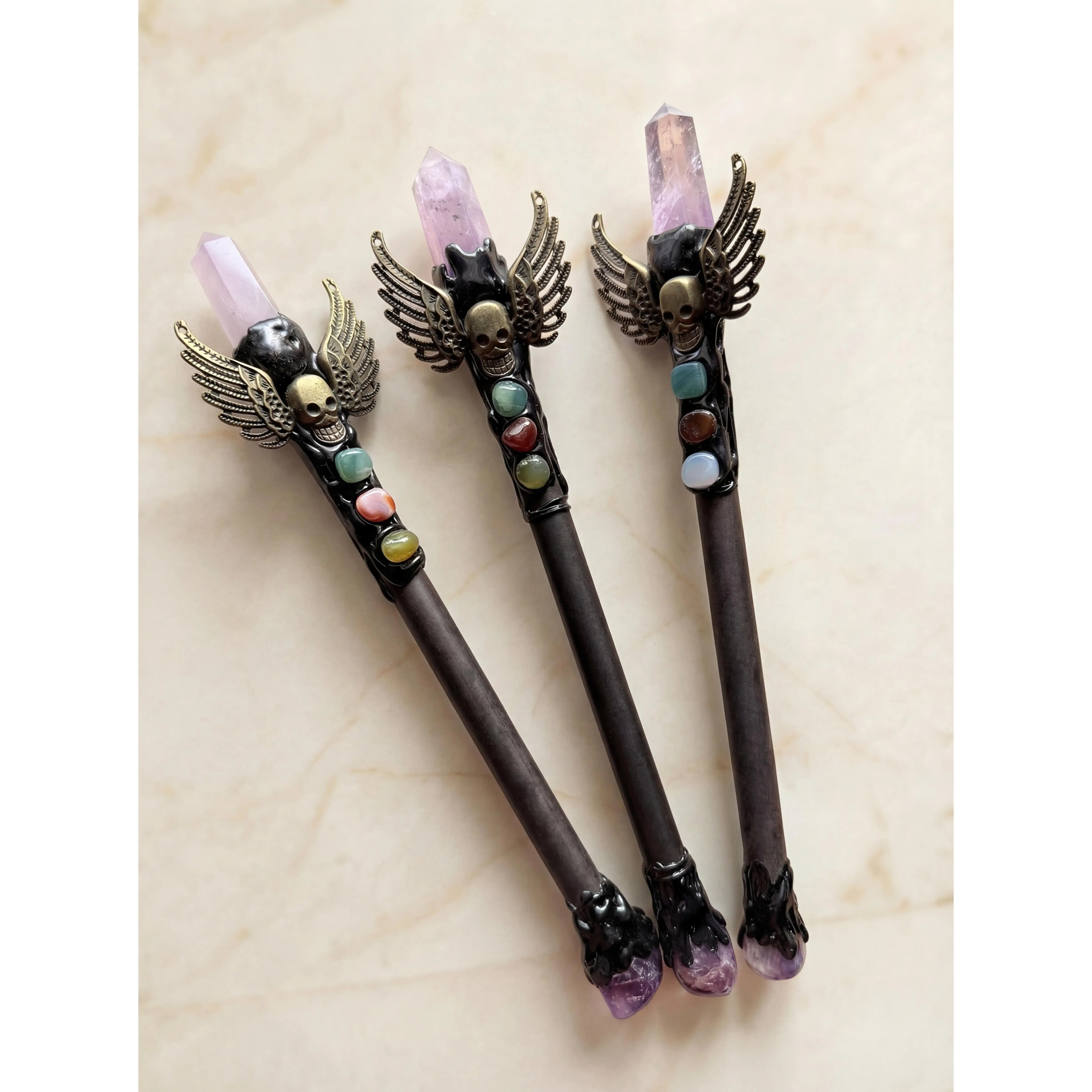 Natural Crystal Point Healing Wands Elevate Your Spiritual Rituals with Citrine, Amethyst, Clear Quartz, Rose Quartz, and Fluorite
