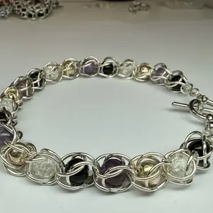 Asexual Pride Flag Captured Bead Bracelet - Unique Design with Colorful Beads and Silver Chain