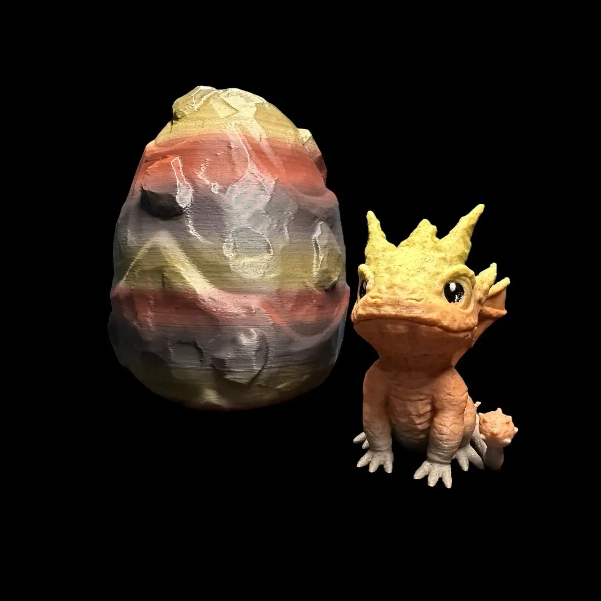 Baby Stone Dragon & Stone Egg Container Set Sculpture 3D Print