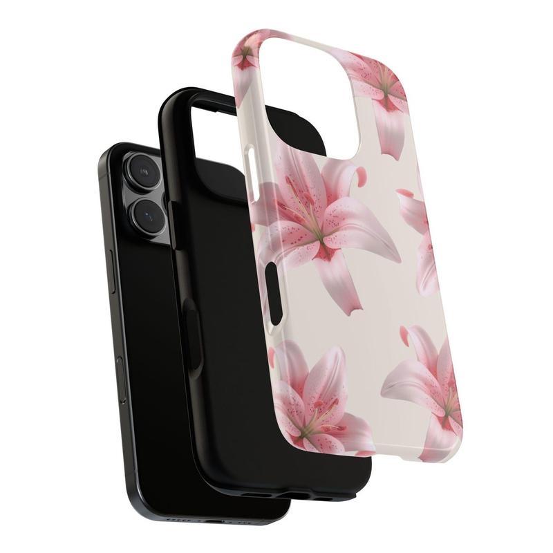 Pink Tiger Lily Phone Case, Floral Phone Case, Tough Case - Case for iPhone 8, X, 11, 12, 13, 14, 15, 16