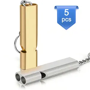 Emergency Whistle 5PCS Premium Safety Whistles High Pitch Double Tubes for Outdoor Hiking Camping Hunting Fishing Boating Easy to Carry Only 12g Lightweight