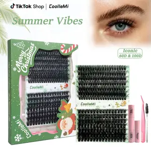 CoolleMi Iconic | 196-266PCS DIY Lash Clusters Kit | PowerVolume Dense D-Curl 0.07mm | Wispy Feline & Kim K Look | Waterproof Bond & Seal Full Set | TikTok #SummerVibes #GlobalPicks