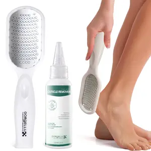 Cuticle Remover Gel & Double-Sided Foot File: Strength Callus Remover for Feet, Foot Callus Remover Care, Pedicure Tools Supplies, Spa Kit, Dead Skin Scrubber