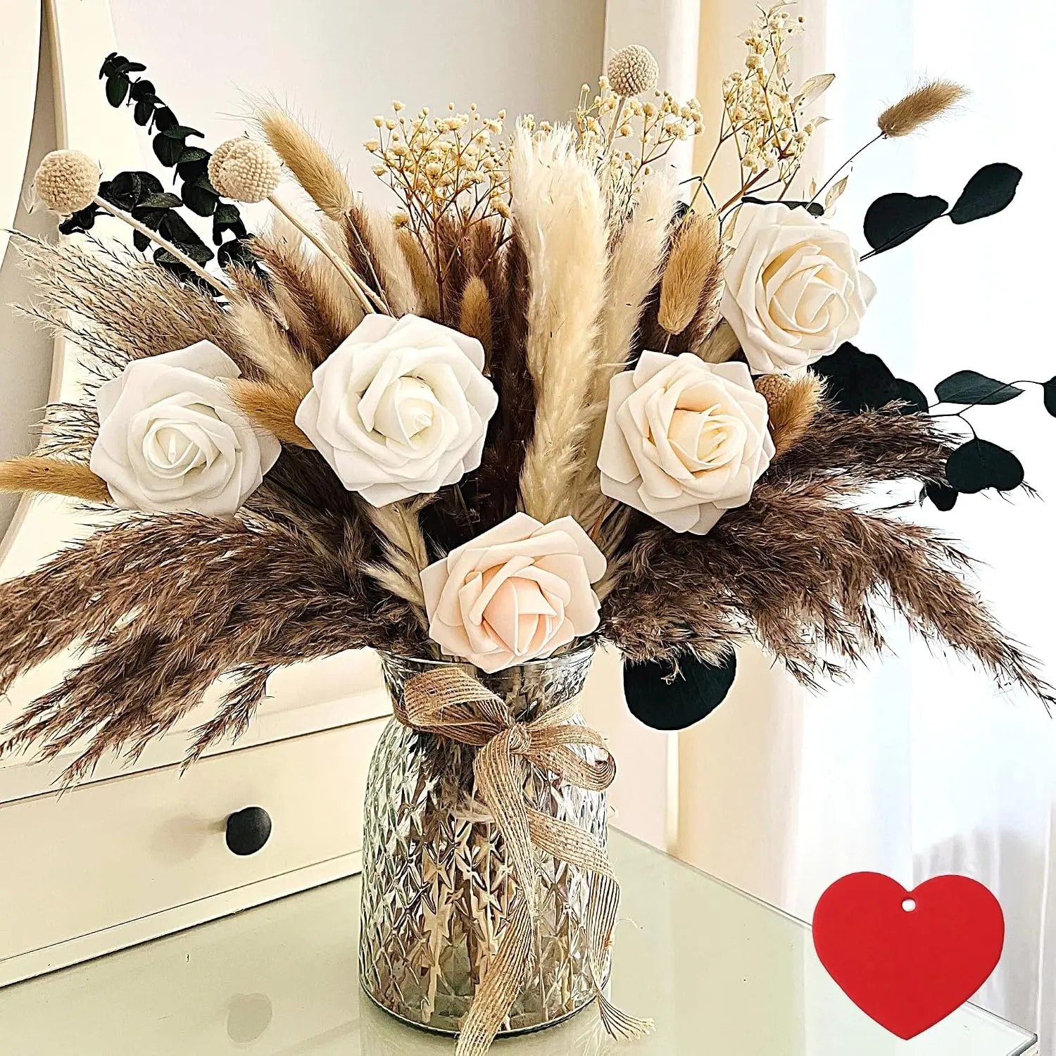 100pcs Artificial Flowers Arrangement With Vase, Dining Table Centerpiece
