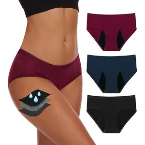 Period Underwear For Women Leak-Proof Hipster Brief Heavy Flow 3 Pack Comfortable & Secure Fit Panties Womenswear Panty Bridal Valentine's Day Gift Everyday Navy