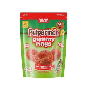 Pulparindo Gummy Rings Watermelon Flavored Gummy Candy Sprinkled With Chili - Bold and Tangy - Soft and Chewy - Mexican Traditional Candy Sweet Snack 9oz