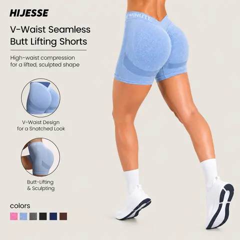 HIJESSE Women's Yoga Letter "V" Back Sports Fashion Shorts, Skin-Friendly & Versatile, High Elasticity Abdomen Shaping & Hip Lifting, Indoor/Outdoor Yoga Casual Shorts, Suitable for Spring and Summer Wear