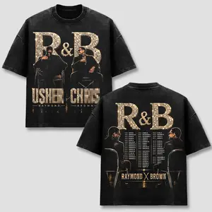 Raymond Brown T-Shirt, R&B Tour Date Concert 2026 Tee, Raymond X Brown Top, Vintage Acid Wash Rap Merch, Retro Hip Hop Music Graphic Shirt, Diamond Sparkle Tour Apparel, Men Women Short Sleeve Heavyweight Premium Black Cotton Wear