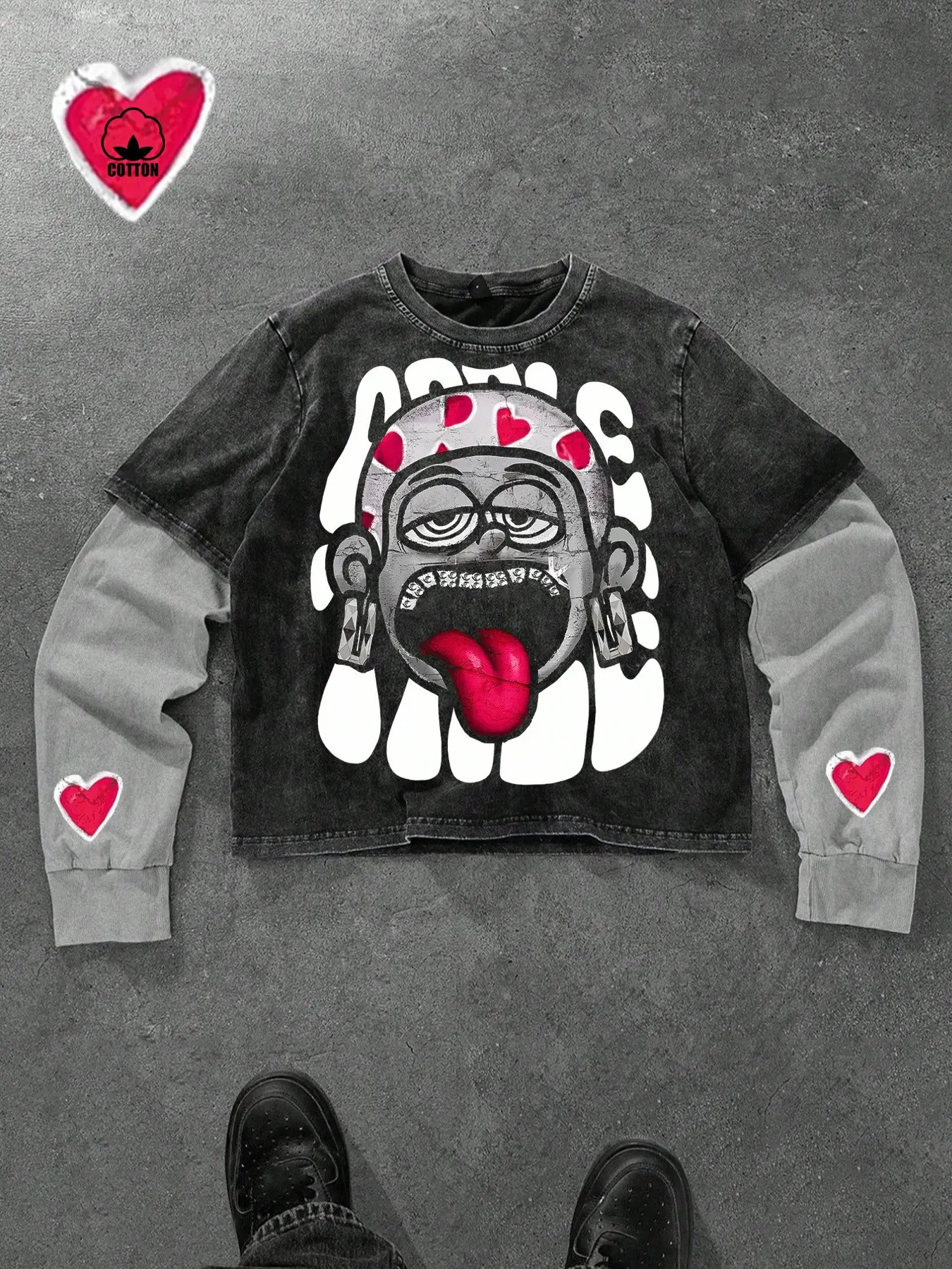 A casual, color-blended, cartoon-print T-shirt for men and women, featuring cartoon and anime patterns. Perfect for Everyday, men's streetwear, Freaknik-style men's clothing, spring and autumn streetwear, and a Valentine's Day gift for a boyfriend