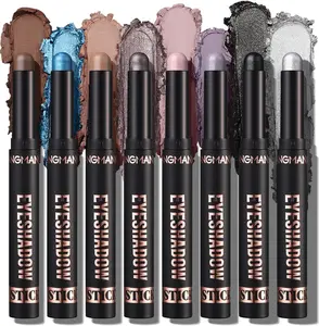 8 Pcs Cream Eyeshadow Stick, Highlighter Makeup Stick Set Long-Lasting Waterproof, Crease-proof, Blendable Eye Shadow Applicator Sticks Eyeliner Pen Eye Makeup (Color Set C)