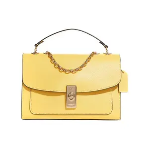 COACH Lane 26 Large Tote Bag with Chain Strap, Macaron Color Palette, Pebbled Leather, and Gold Zipper for Women