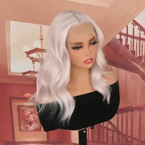 Lovestory Grace Baby Pink Short Wavy Synthetic Lace Front Wigs Heat Resistant 13x4 Bob Lace Front Wig for Women Gorgeous Glueless Synthetic Replacement Hair Wigs