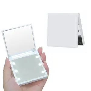 Portable Travel Mirror with LED Lights, Compact Makeup Mirror, Foldable Pocket Light, Perfect Gift for Women Handbag
