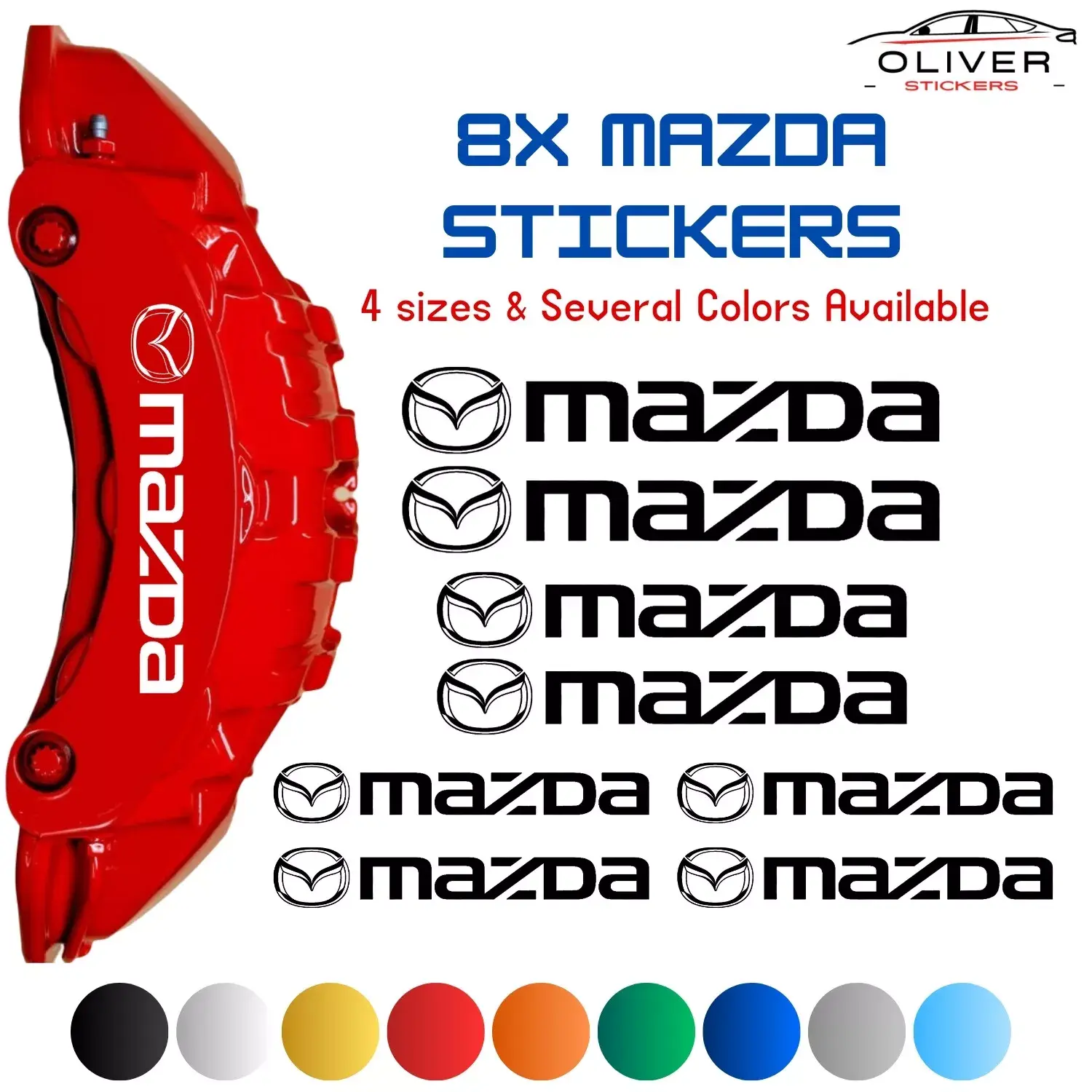8x Mazda Brake Calipers Decal Stickers for Car 8x Mazda Brake Calipers Decal Stickers for Car