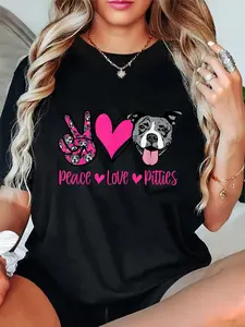 100% Cotton Pit Bull Lives Matter Pittie Puppy Dog Mom Ladies Pitbull T-Shirt