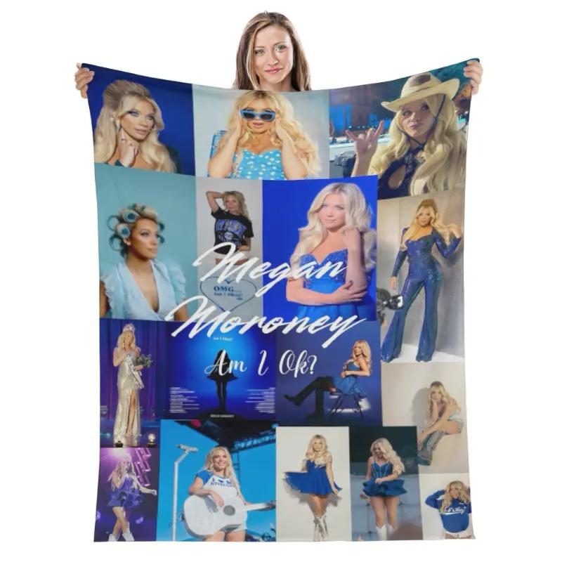 Ultra Soft Megan Moroney Collage Throw Blanket, All Season Cozy Flannel Blanket Ideal for Daily Use & Holiday Fan Gifts