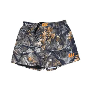 WOODLAND CAMO HYBRID COMBAT SHORTS WITH BUILT-IN COMPRESSIONS