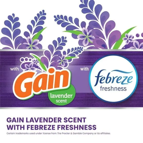 Gain Glad ForceFlex Bags of Garbage High with Cord for Kitchen 13 Gallons Lavender Scented with Febreze Freshness 40 Units