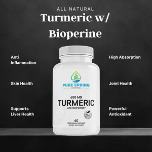Turmeric with BioPerine - 650mg Supplement Fitness Dietary Health turmeric curcumin Natural