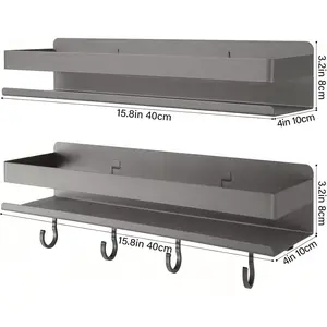 Wall Mount Spice to Install on the anywhere,Carbon Steel Kitchen Organizer with Hooks for Oil Salt