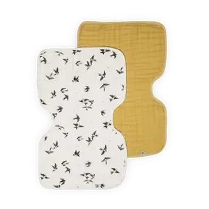 Organic Cotton Muslin Burp Cloth 2 Pack - Swallows + Wheat
