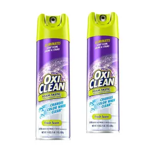 OxiClean 19 oz.  Foam-Tastic Foaming Bathroom Cleaner Spray Can, Fresh Scent (2-Pack), Innovative Foam Indicates When to Wipe, Eliminates Guesswork, Powered by OxiClean Bubbles for a Deep Clean on Grout, Tile, and Shower Doors, Fresh and Uplifting Scent.