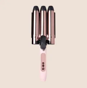 L'ANGE HAIR - Le Tridente Adjustable Titanium Curler - Triple Barrel Waving Iron Hair Styling Tool for Beach Waves, Mermaid Curls, with Plug and Storage Case