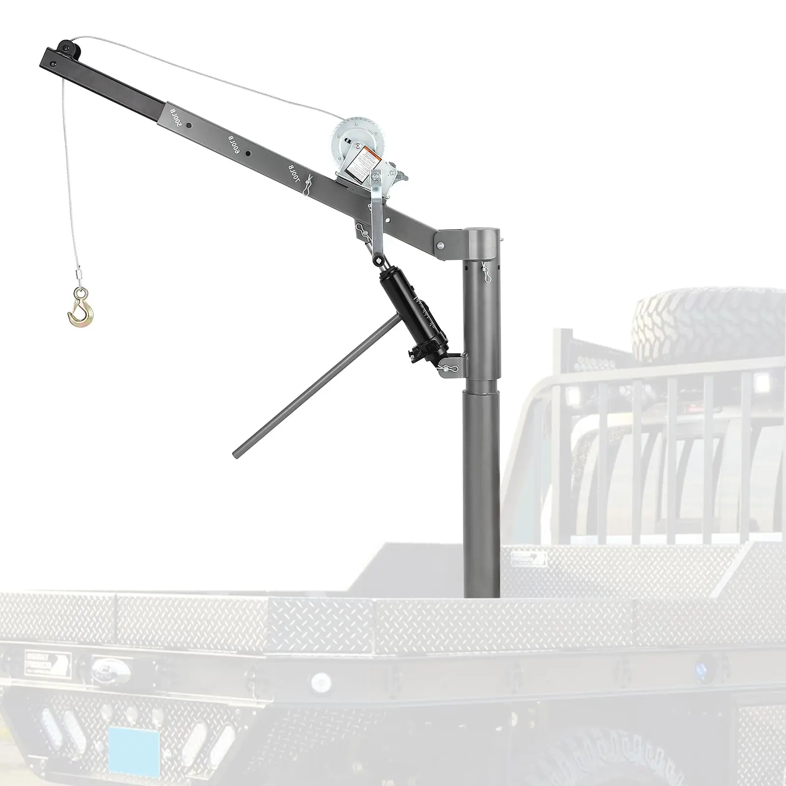 GARVEE Non-Electric Hydraulic Truck Crane Hoist - 1000 lbs Capacity with Adjustable Settings for 500 lbs, 600 lbs, 800 lbs, and 1000 lbs for Lifting Goods