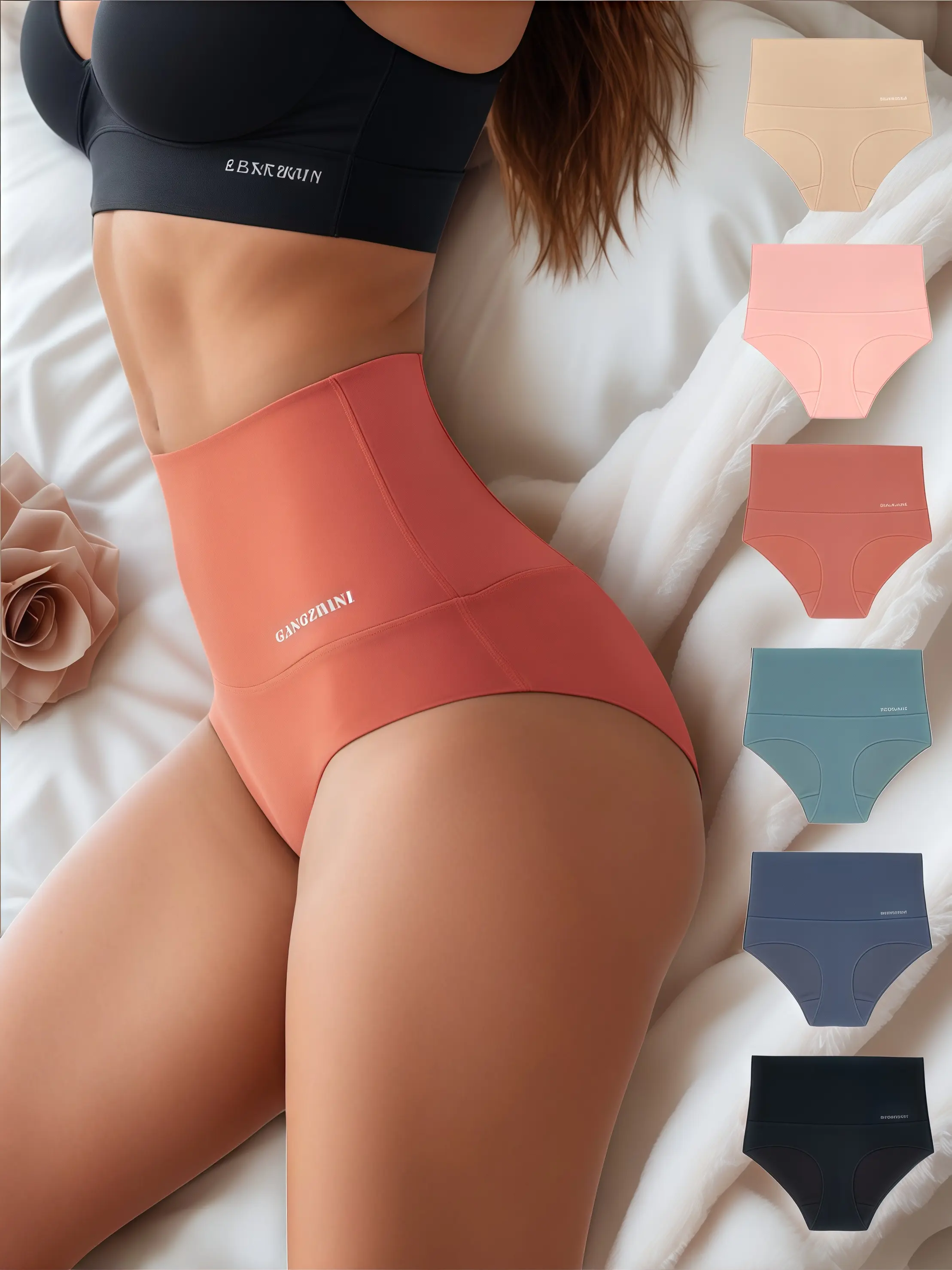 6Pcs Underwear Women High Waist Cotton Plus Size Sets Underwear for Women Nylon Panties Brief Basic LingerieBikini Seamless Panties  Minimalist Womenswear Elastic Day Everyday Pieces Smooth Fit period underwear