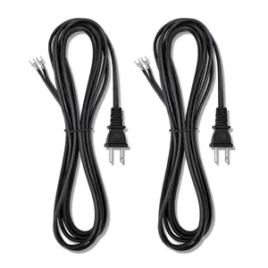 12 Foot 2PCS Black Lamp Power Cord with End Plug UL Listed SPT-1 18AWG Wire Lead for Lamp Repair