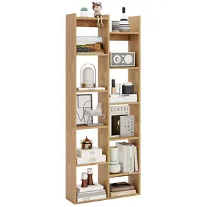 11-Tier Tree-Shaped Wood Bookshelf, Freestanding Display Shelf with Anti-Tipping Kit, Stable Storage Organizer for Books, Home Bedroom Living Room