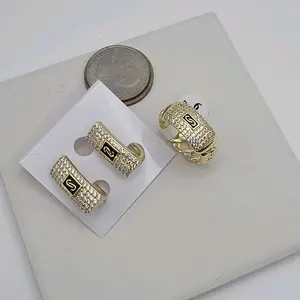 fashion set    beautiful ring and earrings Gold-plated with stones fancy design  #7 #8 #9 rings  available