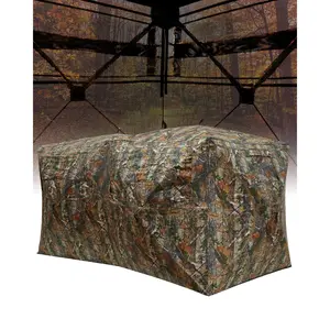 Hunting Blind 270° See Through , Portable Pop-Up Ground Blind for 4-6 Persons, Waterproof Camouflage with Silent Magnetic Door & Windows , Includes Carry Bag