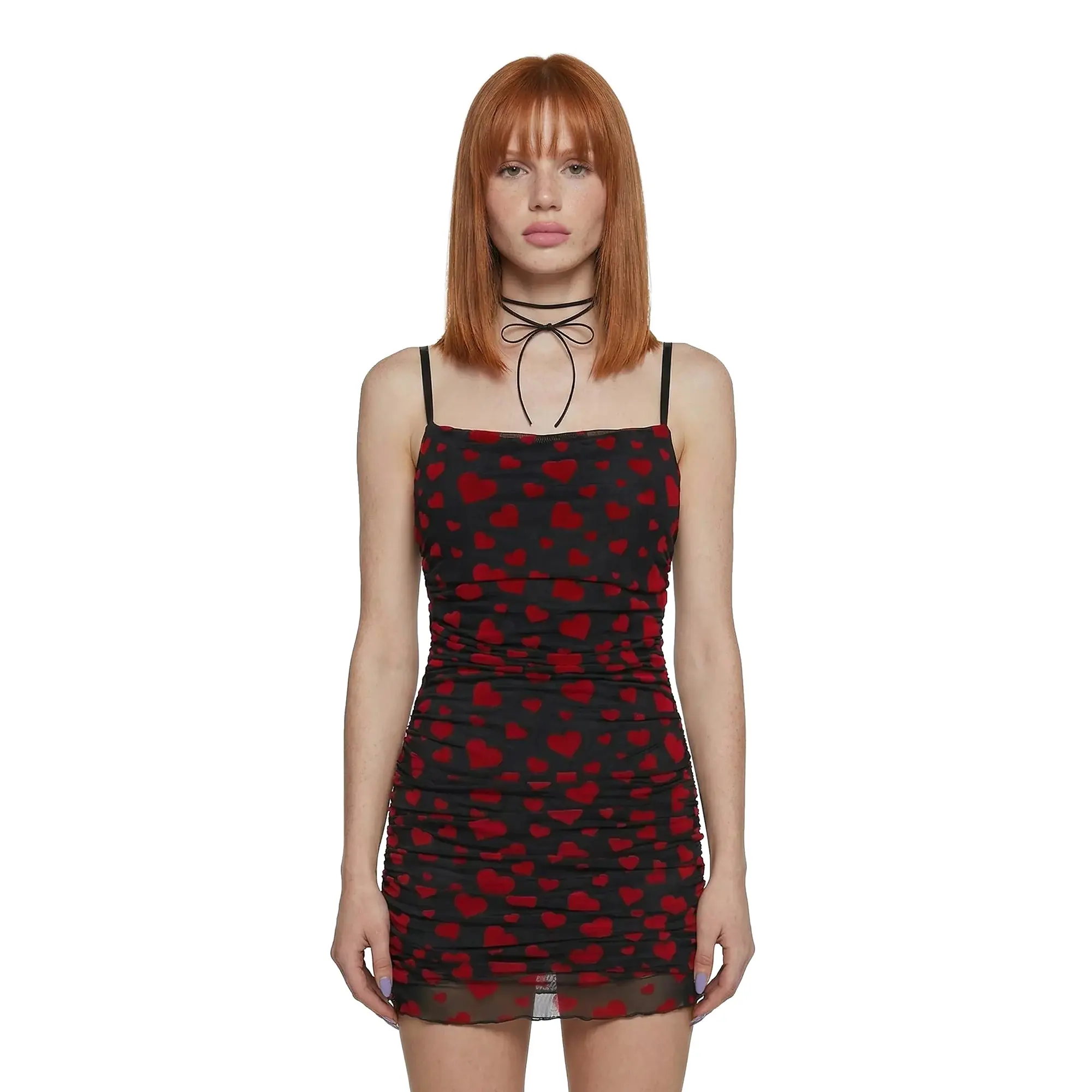 black and red mesh dress Taffeta Sleeveless V Neck High Low Gown | Gown