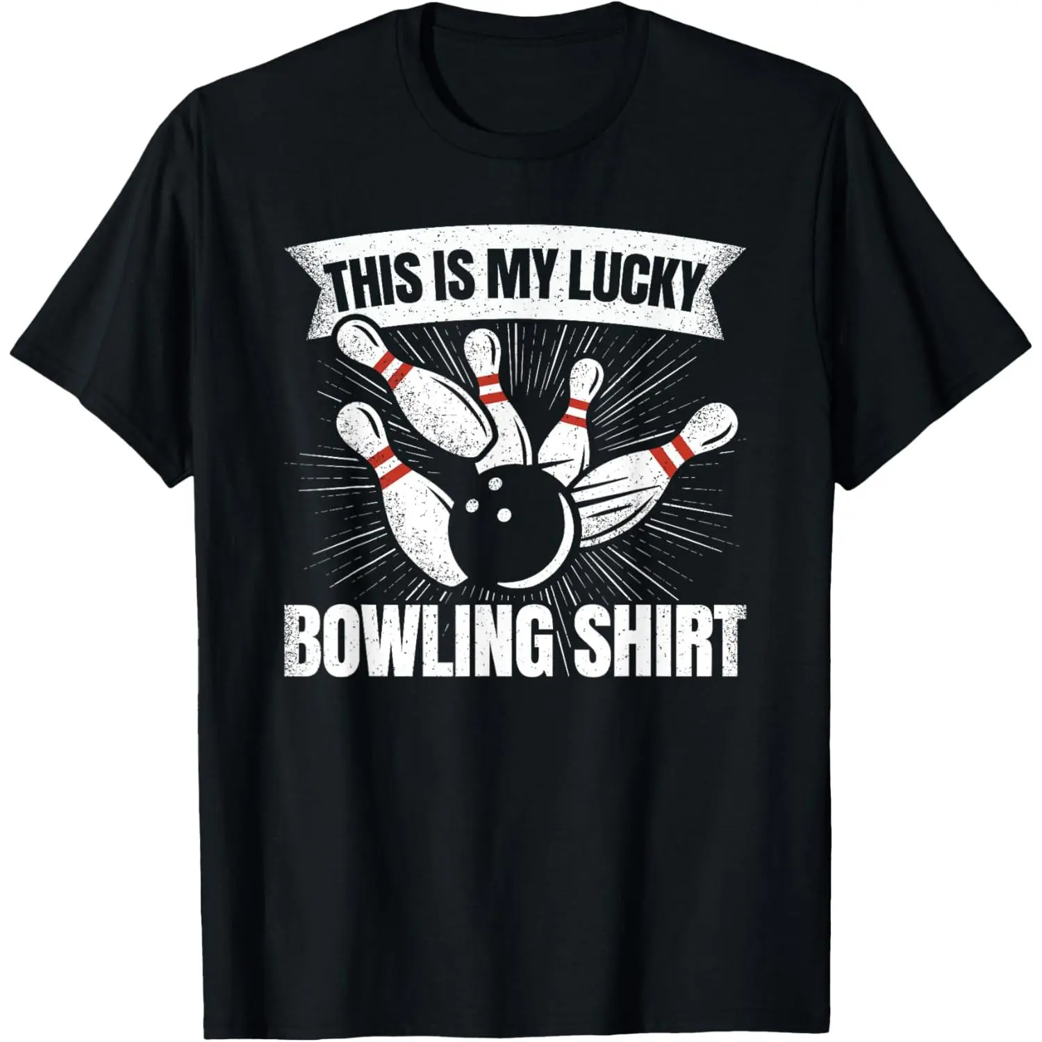 Men's Bowling Graphic T-Shirt, Funny Casual Loose Fit Shortsleeve Tee with a Fade-Resistant Print, Soft and Breathable for All Seasons, Menswear, Breathable Fabric, Bowling Theme, Cotton, Machine Washable, Normal Type