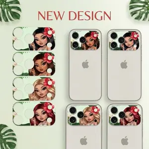 iPhone 17 Pro Max Protective Camera Lens Protector Sticker, Tropical Hibiscus Girl Design, Premium Waterproof Vinyl Laminated DIY Accessory with Scratch Resistance, Easy Application & Removal