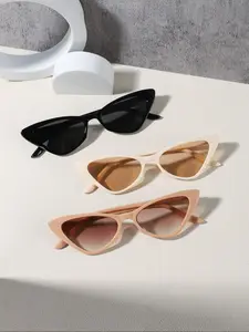 Vintage Simple Tinted Lens Cat Eye Frame Sunglasses, Trendy Casual Sunglasses for Women & Men, Fashionable Sunglasses, Fashion Accessories for Everyday Use and Outdoor Activities