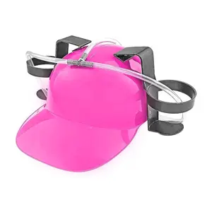 Beer Soda Guzzler Helmet Drinking Party Hat, Pink