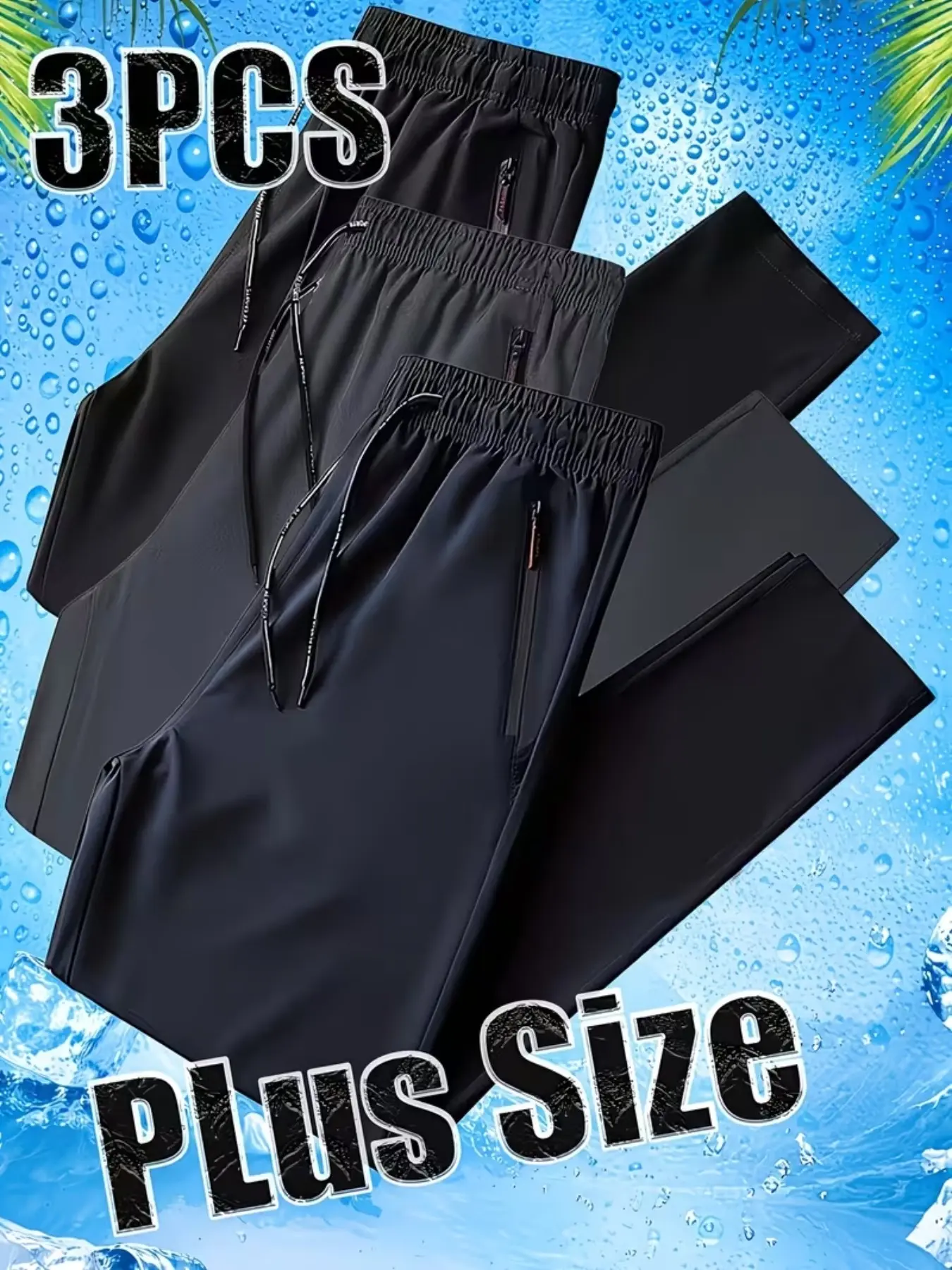 3-Pack Men's Sporty Sweatpants, Loose-Fit, High Elasticity, Moisture-Wicking, Gym Workout Sportswear, Activewear Bottoms, Fitness Workout Pants, Sizes 1xl-5xl, Ideal for Sports, Outdoor, Daily Wear, Loose Athletic Pants