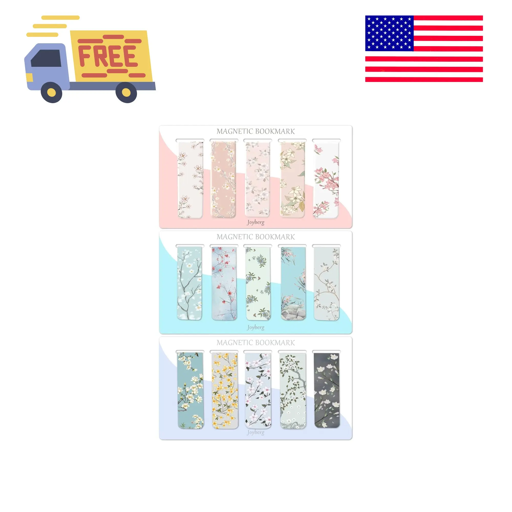 15 Pieces Magnetic Bookmarks, Page Markers for Students, Teachers, Reading (Floral Style)