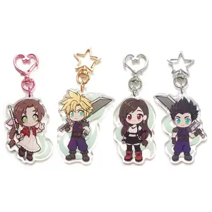 Final Fantasy VII Acrylic Keychain - Aerith, Cloud, Tifa, Zack! Final Fantasy Cute Keyring Accessory, Fun Charm For Backpack Or Purse | High Quality and Customer Favorite Items