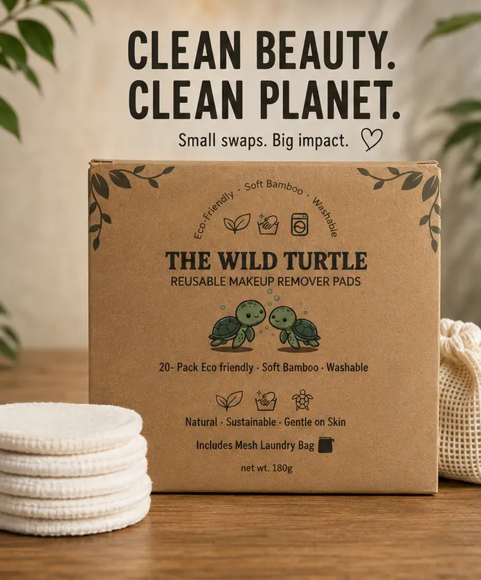 Reusable Makeup Pads — Organic Cotton & Bamboo, Washable (20-Pack + Mesh Bag)
