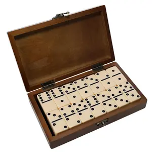 WE Games Double 6 Club-sized Dominoes Ivory Color in Small Wooden Box
