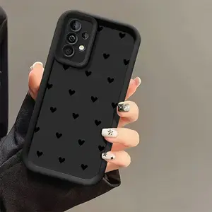Neatly Arranged Black Small Heart Print Phone Case Suitable for Samsung Galaxy S26 S25 S24 S23 S22 S21 Fe Plus Ultra A13 A14 A15 A16 A17 A33 A34 A35 A36 A52 A53 A54 Note20