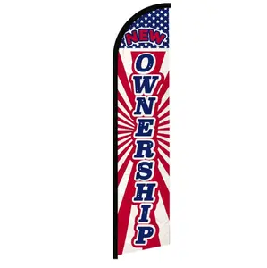 Windless Advertising Flag with Curved Sleeve, Large-Size Polyester Fabric Banner for New Ownership Announcements, Home & Festive Party Backdrops