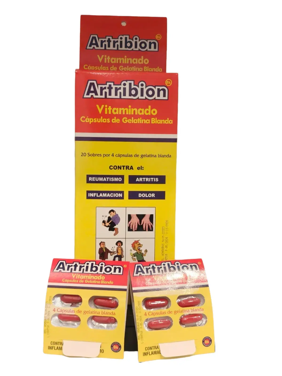 Exhibidor de Capsulas Artribion, 20 Sobres de 4 Capsulas de Gelatina Blanda
