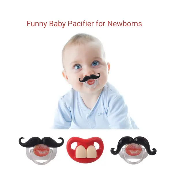 Funny Baby Pacifier for Newborns, Mustache & Teeth Silicone Binky for 0-18 Months, Baby Shower Gift Summer Gift